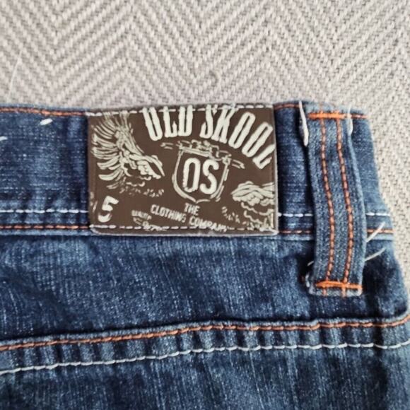 Old Skool Jeans Men's Size 34x30 Wide Leg Denim Pants Y2K Embroidered Pockets - Picture 10 of 16